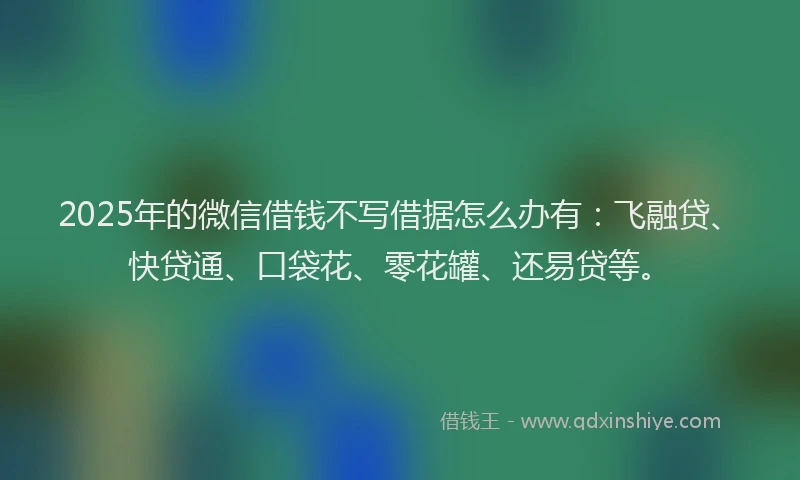 2025年的微信借钱不写借据怎么办有：飞融贷、快贷通、口袋花、零花罐、还易贷等。