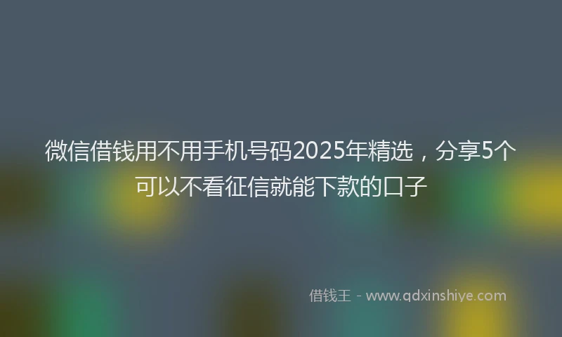 微信借钱用不用手机号码2025年精选，分享5个可以不看征信就能下款的口子