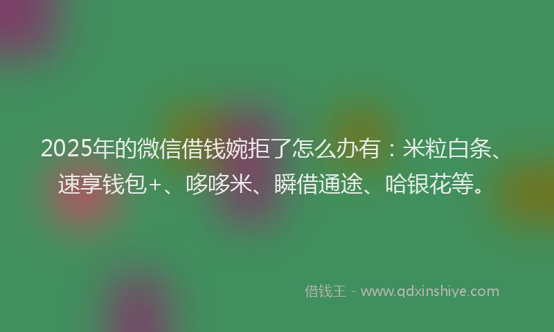 2025年的微信借钱婉拒了怎么办有：米粒白条、速享钱包+、哆哆米、瞬借通途、哈银花等。