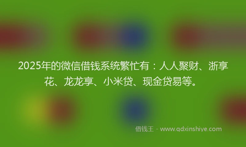 2025年的微信借钱系统繁忙有：人人聚财、浙享花、龙龙享、小米贷、现金贷易等。