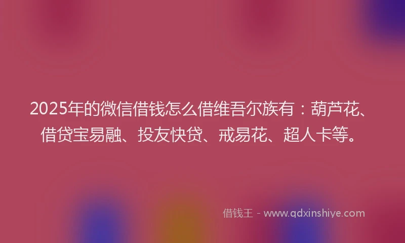 2025年的微信借钱怎么借维吾尔族有：葫芦花、借贷宝易融、投友快贷、戒易花、超人卡等。