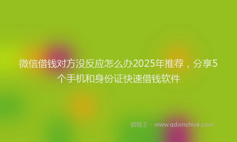 微信借钱对方没反应怎么办2025年推荐，分享5个手机和身份证快速借钱软件