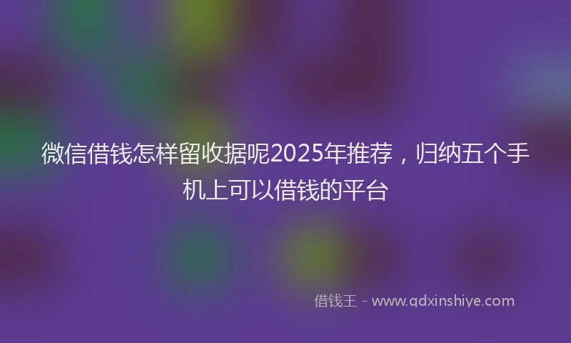 微信借钱怎样留收据呢2025年推荐，归纳五个手机上可以借钱的平台