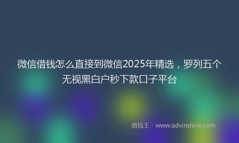微信借钱怎么直接到微信2025年精选，罗列五个无视黑白户秒下款口子平台