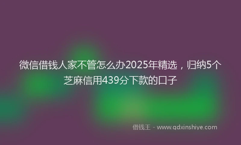 微信借钱人家不管怎么办2025年精选，归纳5个芝麻信用439分下款的口子