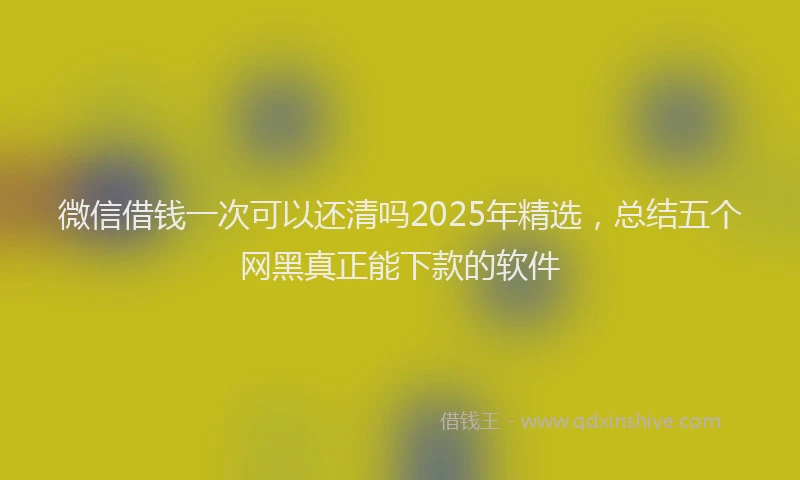 微信借钱一次可以还清吗2025年精选，总结五个网黑真正能下款的软件