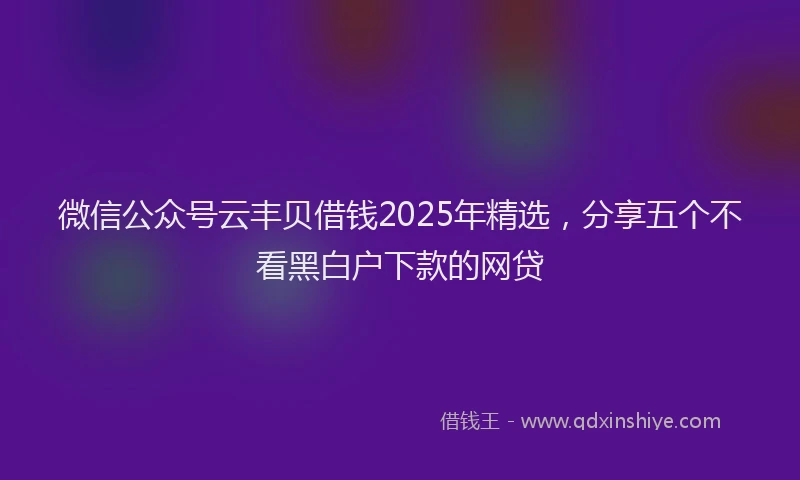 微信公众号云丰贝借钱2025年精选，分享五个不看黑白户下款的网贷