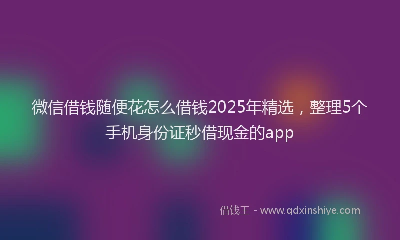 微信借钱随便花怎么借钱2025年精选，整理5个手机身份证秒借现金的app