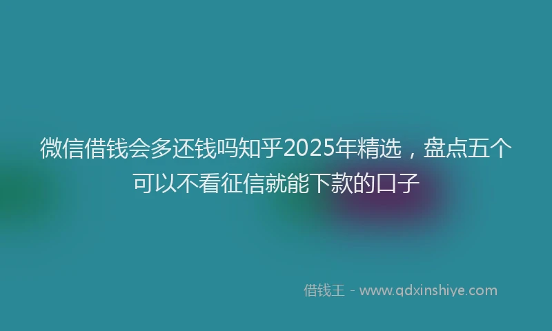 微信借钱会多还钱吗知乎2025年精选，盘点五个可以不看征信就能下款的口子