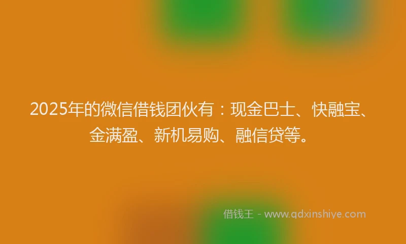 2025年的微信借钱团伙有：现金巴士、快融宝、金满盈、新机易购、融信贷等。