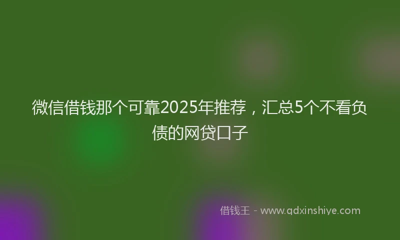 微信借钱那个可靠2025年推荐，汇总5个不看负债的网贷口子