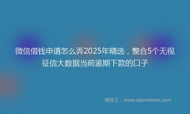 微信借钱申请怎么弄2025年精选，整合5个无视征信大数据当前逾期下款的口子