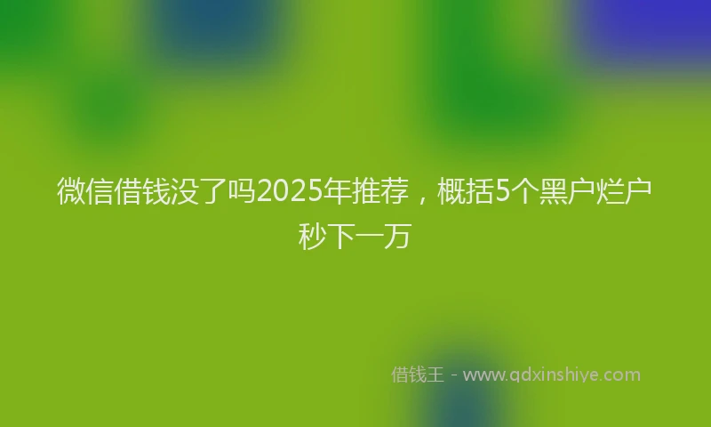 微信借钱没了吗2025年推荐，概括5个黑户烂户秒下一万