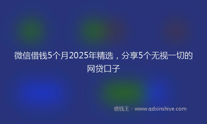 微信借钱5个月2025年精选，分享5个无视一切的网贷口子