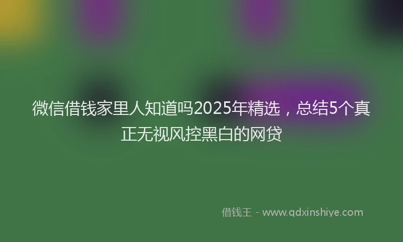 微信借钱家里人知道吗2025年精选，总结5个真正无视风控黑白的网贷
