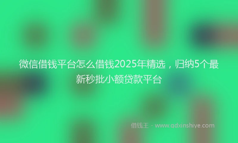 微信借钱平台怎么借钱2025年精选，归纳5个最新秒批小额贷款平台