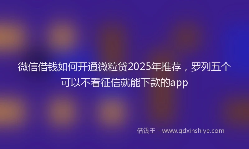 微信借钱如何开通微粒贷2025年推荐，罗列五个可以不看征信就能下款的app