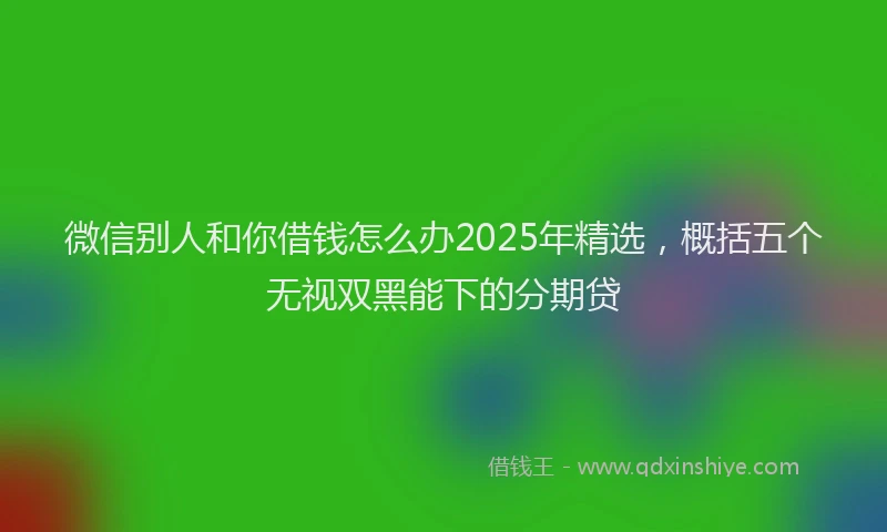 微信别人和你借钱怎么办2025年精选，概括五个无视双黑能下的分期贷