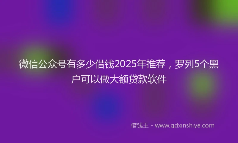 微信公众号有多少借钱2025年推荐，罗列5个黑户可以做大额贷款软件