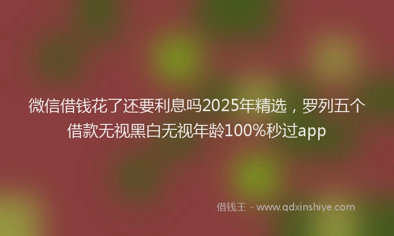 微信借钱花了还要利息吗2025年精选，罗列五个借款无视黑白无视年龄100%秒过app