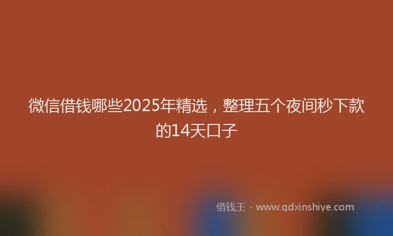 微信借钱哪些2025年精选，整理五个夜间秒下款的14天口子