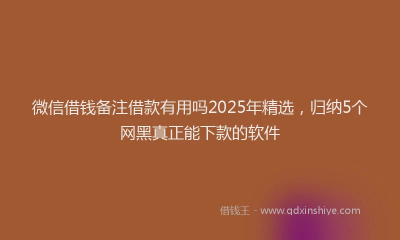 微信借钱备注借款有用吗2025年精选，归纳5个网黑真正能下款的软件