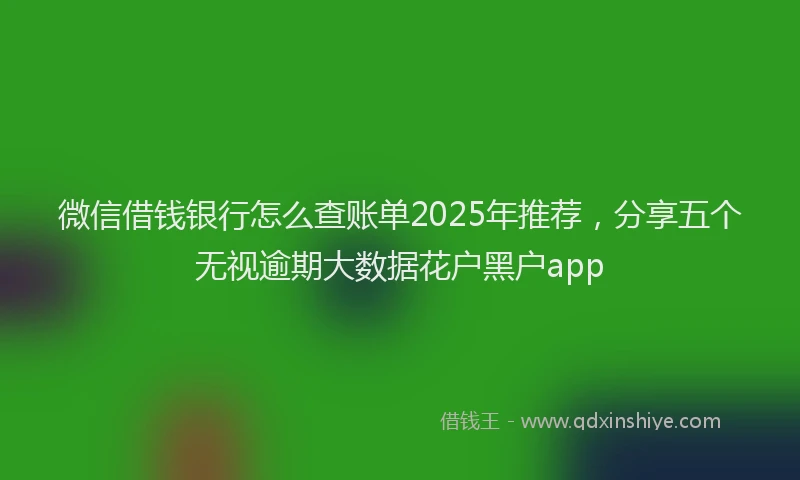 微信借钱银行怎么查账单2025年推荐，分享五个无视逾期大数据花户黑户app