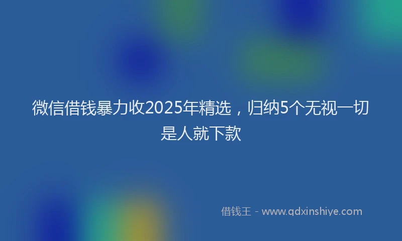 微信借钱暴力收2025年精选，归纳5个无视一切是人就下款