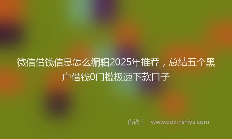 微信借钱信息怎么编辑2025年推荐，总结五个黑户借钱0门槛极速下款口子