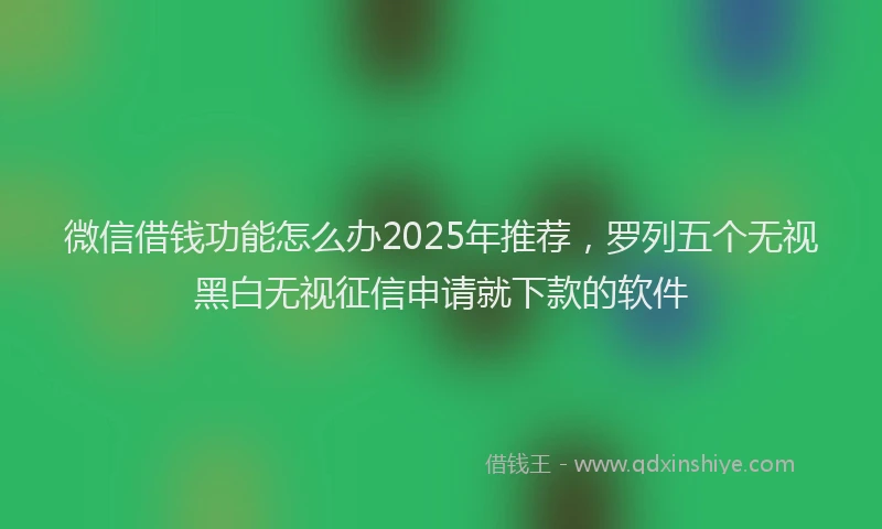 微信借钱功能怎么办2025年推荐，罗列五个无视黑白无视征信申请就下款的软件