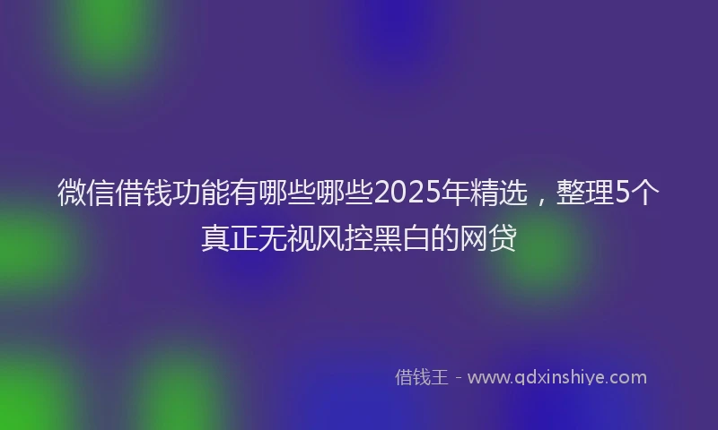 微信借钱功能有哪些哪些2025年精选，整理5个真正无视风控黑白的网贷