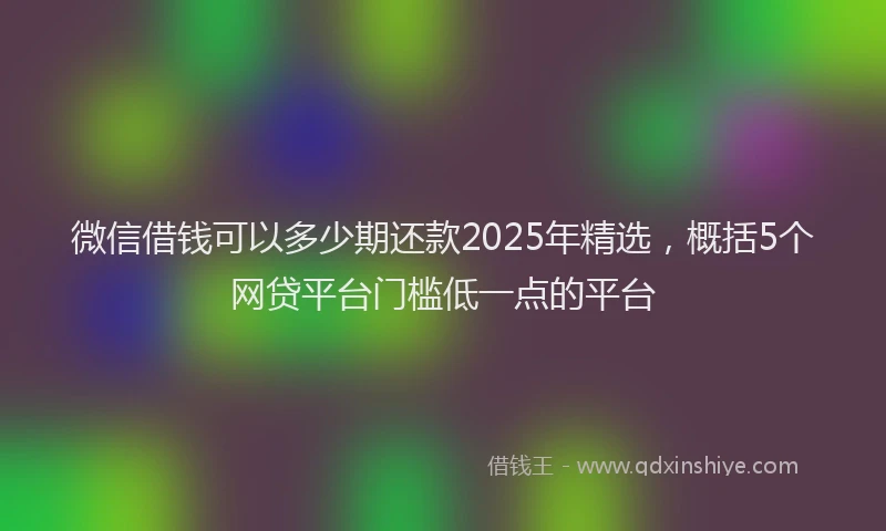 微信借钱可以多少期还款2025年精选，概括5个网贷平台门槛低一点的平台