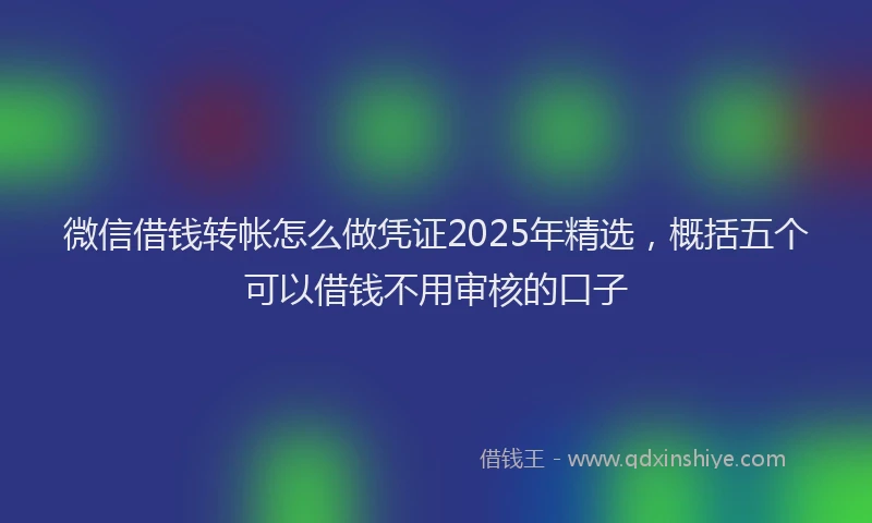 微信借钱转帐怎么做凭证2025年精选，概括五个可以借钱不用审核的口子