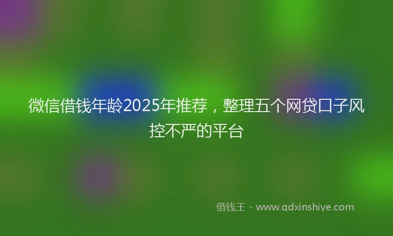 微信借钱年龄2025年推荐，整理五个网贷口子风控不严的平台