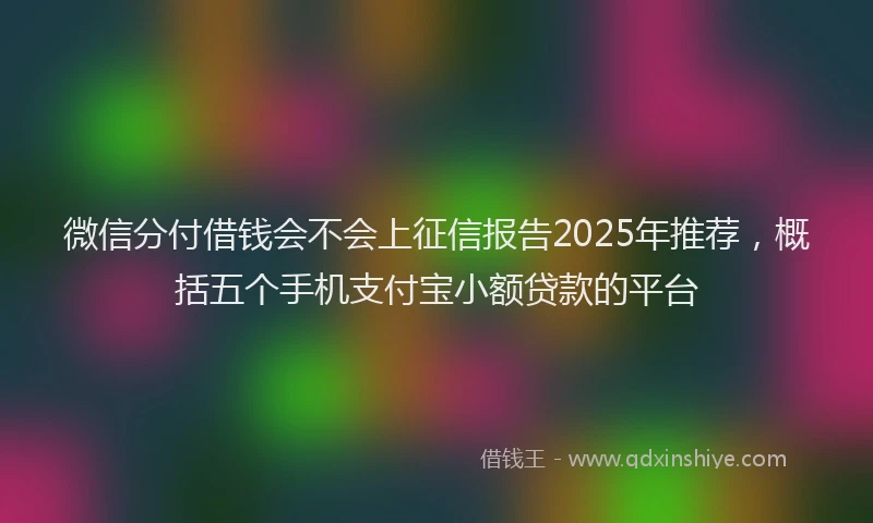 微信分付借钱会不会上征信报告2025年推荐，概括五个手机支付宝小额贷款的平台