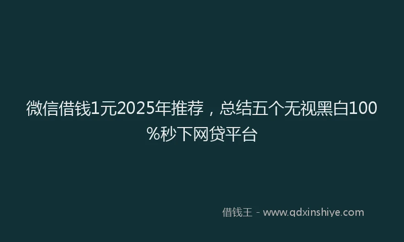微信借钱1元2025年推荐，总结五个无视黑白100%秒下网贷平台