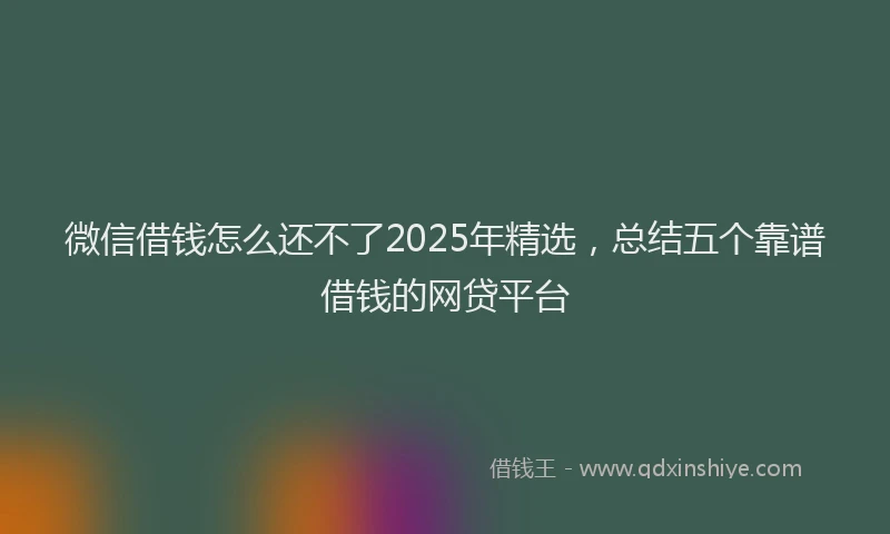 微信借钱怎么还不了2025年精选，总结五个靠谱借钱的网贷平台