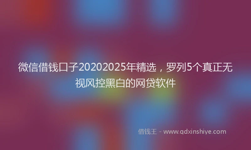微信借钱口子20202025年精选，罗列5个真正无视风控黑白的网贷软件