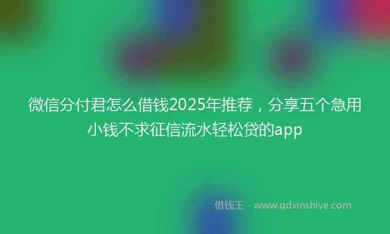 微信分付君怎么借钱2025年推荐，分享五个急用小钱不求征信流水轻松贷的app