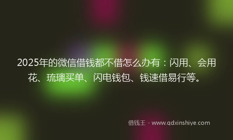 2025年的微信借钱都不借怎么办有：闪用、会用花、琉璃买单、闪电钱包、钱速借易行等。