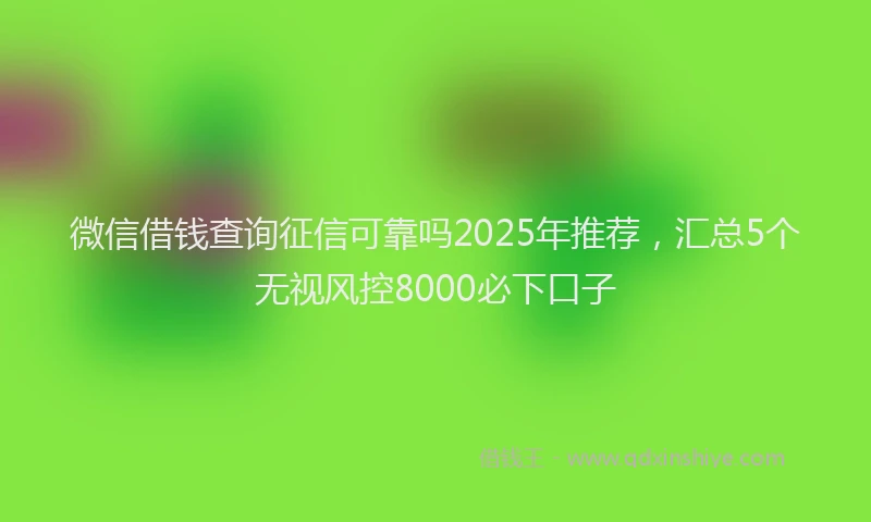 微信借钱查询征信可靠吗2025年推荐，汇总5个无视风控8000必下口子