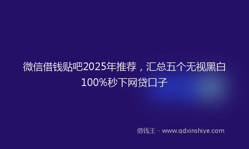 微信借钱贴吧2025年推荐，汇总五个无视黑白100%秒下网贷口子
