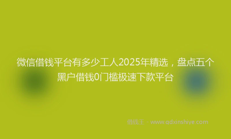 微信借钱平台有多少工人2025年精选，盘点五个黑户借钱0门槛极速下款平台