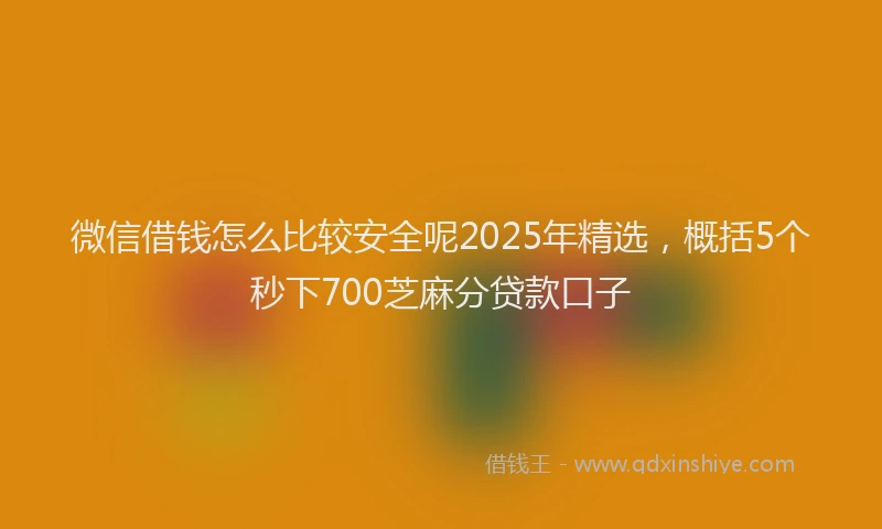 微信借钱怎么比较安全呢2025年精选，概括5个秒下700芝麻分贷款口子