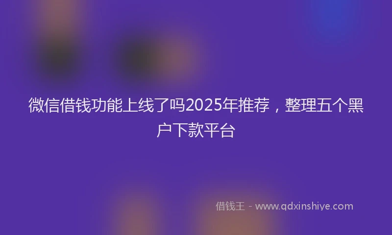 微信借钱功能上线了吗2025年推荐，整理五个黑户下款平台