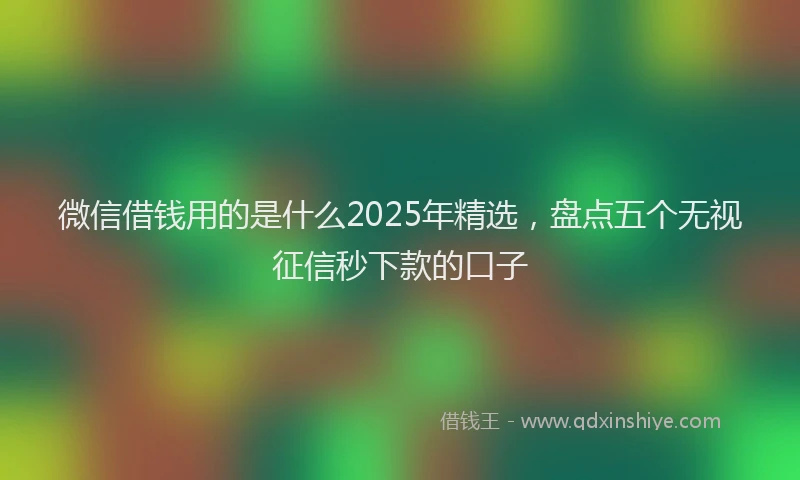 微信借钱用的是什么2025年精选，盘点五个无视征信秒下款的口子
