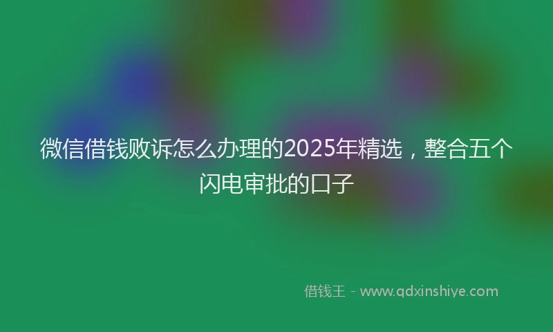 微信借钱败诉怎么办理的2025年精选，整合五个闪电审批的口子
