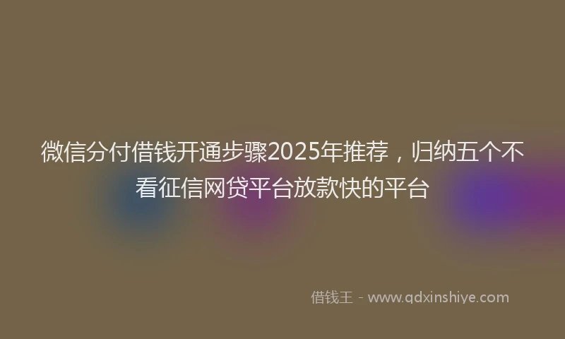 微信分付借钱开通步骤2025年推荐，归纳五个不看征信网贷平台放款快的平台