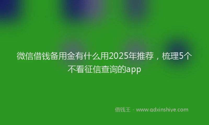 微信借钱备用金有什么用2025年推荐，梳理5个不看征信查询的app