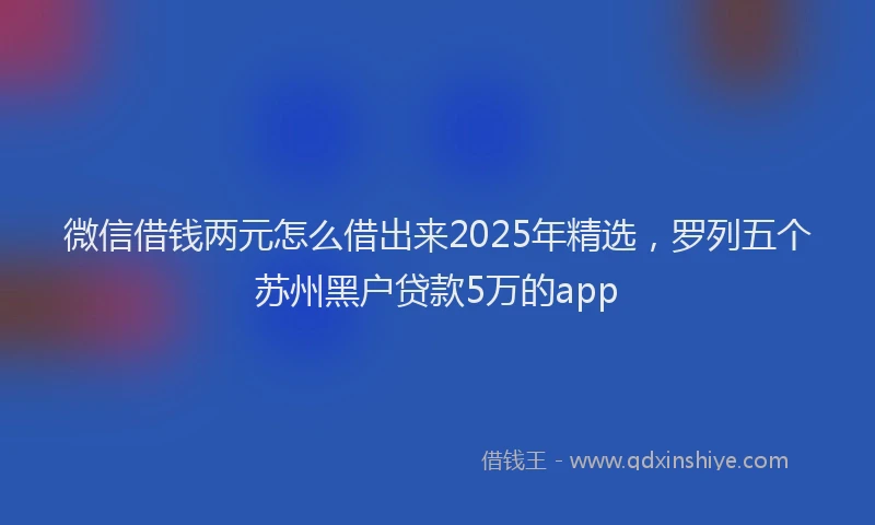 微信借钱两元怎么借出来2025年精选，罗列五个苏州黑户贷款5万的app